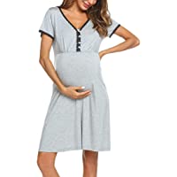 Los mejores  - Camisón Lactancia Pijama Embarazada Algodón Ropa para Dormir Premamá Manga Corta Verano Camison Maternidad para Parto…